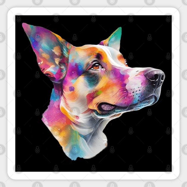 Surrealism art style dog, vibrant, calm brown eyes #4 Sticker by BirdsnStuff